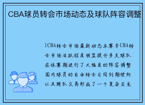 CBA球员转会市场动态及球队阵容调整